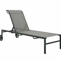 MAISON EXCLUSIVE - Chaises longues lot de 2 avec table textilène et acier