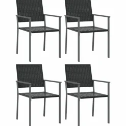 MAISON EXCLUSIVE - Chaises de jardin lot de 4 noir 54x62,5x89 cm résine tressée