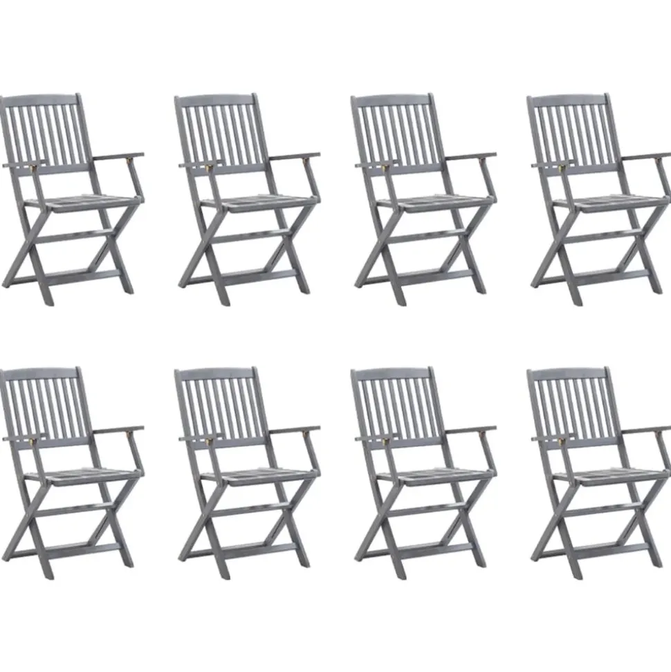 MAISON EXCLUSIVE - Chaises pliables d'extérieur lot de 8 et coussins bois d'acacia