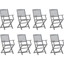 MAISON EXCLUSIVE - Chaises pliables d'extérieur lot de 8 et coussins bois d'acacia