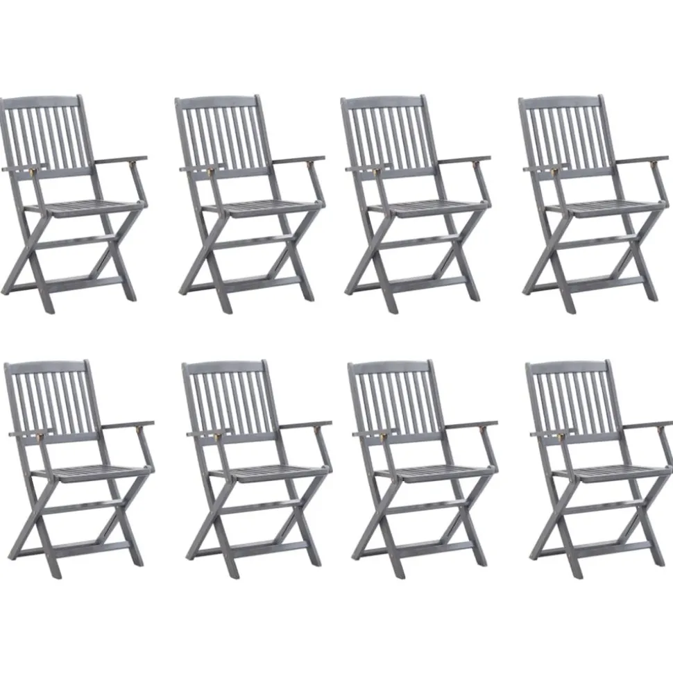 MAISON EXCLUSIVE - Chaises pliables d'extérieur lot de 8 et coussins bois d'acacia