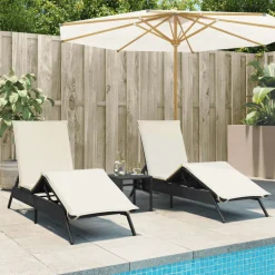 MAISON EXCLUSIVE - Chaises longues lot de 2 avec table noir résine tressée