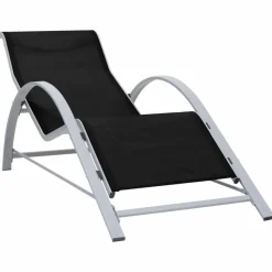 MAISON EXCLUSIVE - Chaises longues lot de 2 avec table aluminium noir