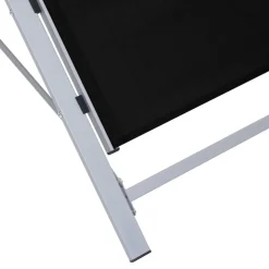 MAISON EXCLUSIVE - Chaises longues lot de 2 avec table aluminium noir