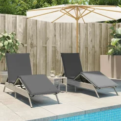 MAISON EXCLUSIVE - Chaises longues lot de 2 avec table gris clair résine tressée