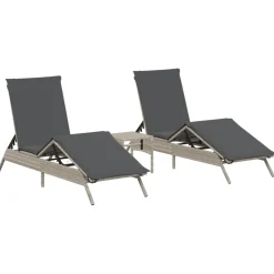 MAISON EXCLUSIVE - Chaises longues lot de 2 avec table gris clair résine tressée