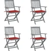 MAISON EXCLUSIVE - Chaises pliables d'extérieur lot de 4 et coussins bois d'acacia