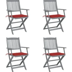 MAISON EXCLUSIVE - Chaises pliables d'extérieur lot de 4 et coussins bois d'acacia