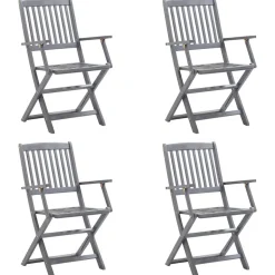 MAISON EXCLUSIVE - Chaises pliables d'extérieur lot de 4 et coussins bois d'acacia