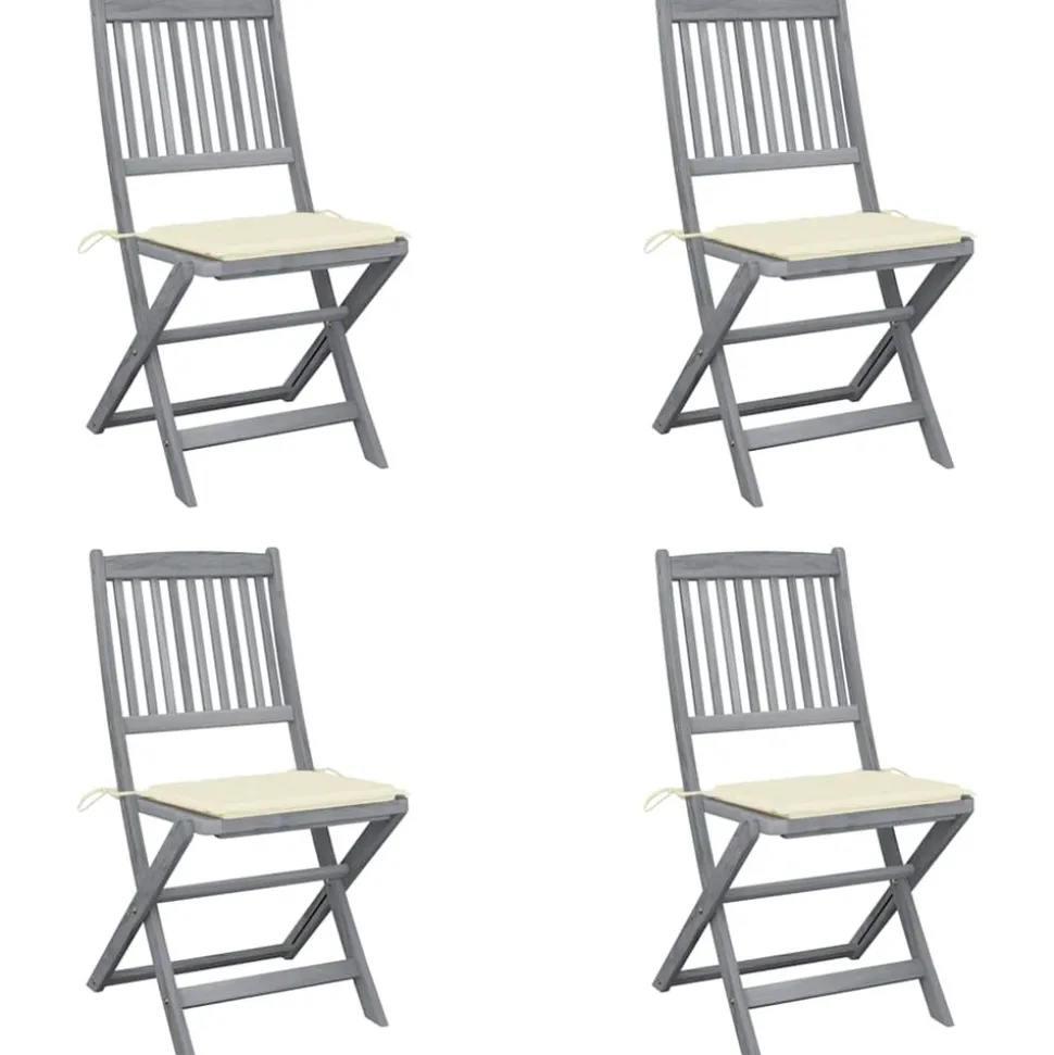 MAISON EXCLUSIVE - Chaises pliables d'extérieur lot de 4 et coussins bois d'acacia