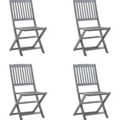 MAISON EXCLUSIVE - Chaises pliables d'extérieur lot de 4 et coussins bois d'acacia