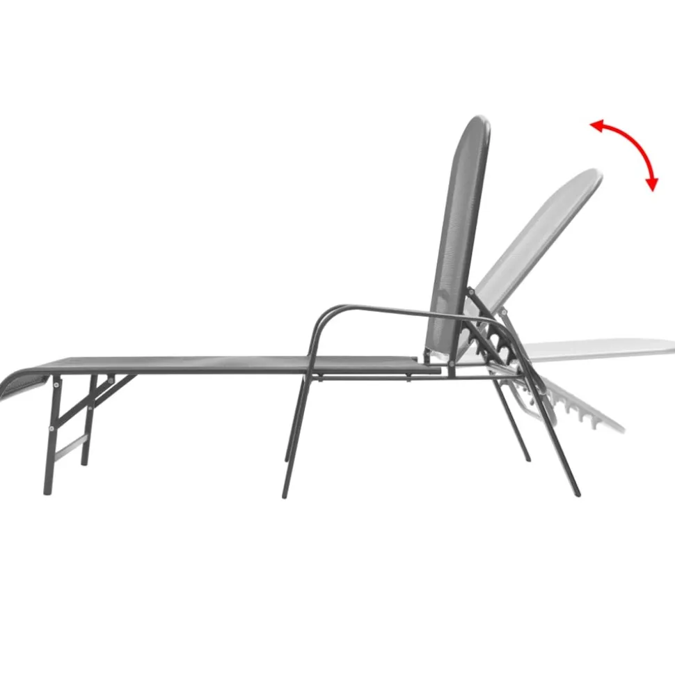 MAISON EXCLUSIVE - Chaises longues lot de 2 avec table acier anthracite