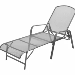 MAISON EXCLUSIVE - Chaises longues lot de 2 avec table acier anthracite