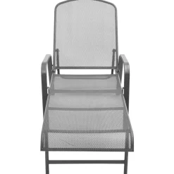 MAISON EXCLUSIVE - Chaises longues lot de 2 avec table acier anthracite