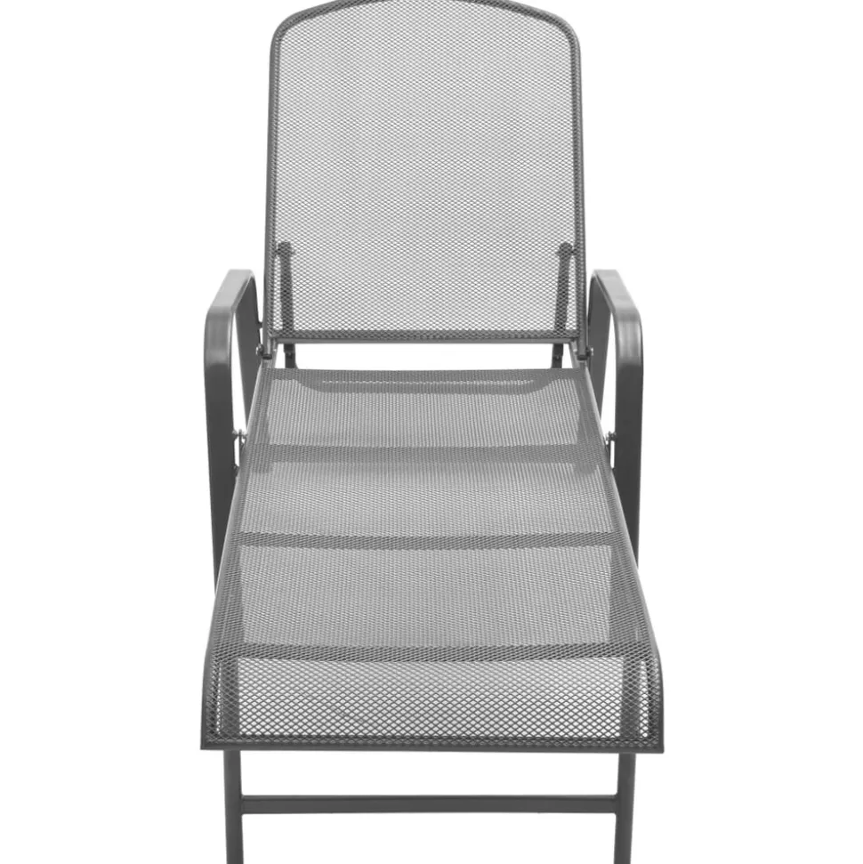 MAISON EXCLUSIVE - Chaises longues lot de 2 avec table acier anthracite