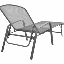 MAISON EXCLUSIVE - Chaises longues lot de 2 avec table acier anthracite