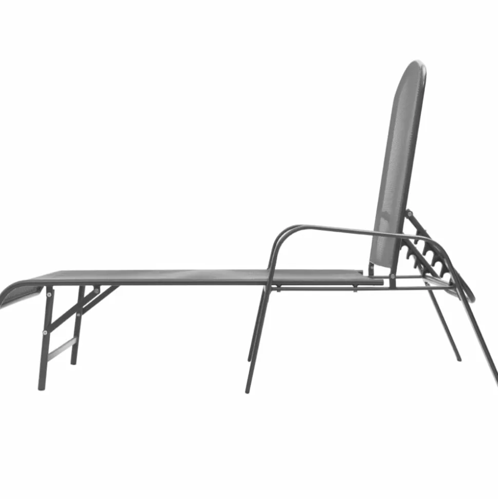 MAISON EXCLUSIVE - Chaises longues lot de 2 avec table acier anthracite