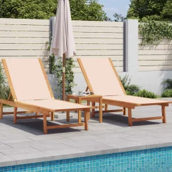 MAISON EXCLUSIVE - Chaises longues lot de 2 crème bois acacia solide et textilène