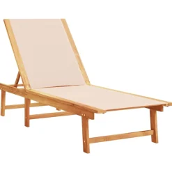 MAISON EXCLUSIVE - Chaises longues lot de 2 crème bois acacia solide et textilène