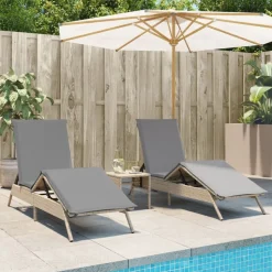 MAISON EXCLUSIVE - Chaises longues lot de 2 avec table beige résine tressée