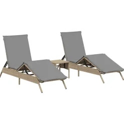 MAISON EXCLUSIVE - Chaises longues lot de 2 avec table beige résine tressée