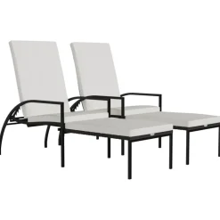 MAISON EXCLUSIVE - Chaises longues avec repose-pied 2 pcs résine tressée marron