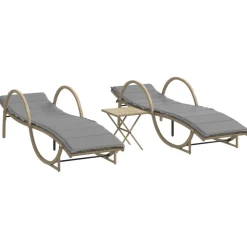 MAISON EXCLUSIVE - Chaises longues lot de 2 avec table beige résine tressée