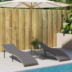 MAISON EXCLUSIVE - Chaises longues lot de 2 avec coussins beige résine tressée