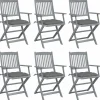 MAISON EXCLUSIVE - Chaises pliables d'extérieur lot de 6 et coussins bois d'acacia