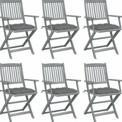 MAISON EXCLUSIVE - Chaises pliables d'extérieur lot de 6 et coussins bois d'acacia
