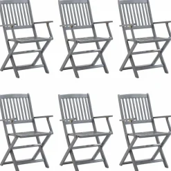 MAISON EXCLUSIVE - Chaises pliables d'extérieur lot de 6 et coussins bois d'acacia