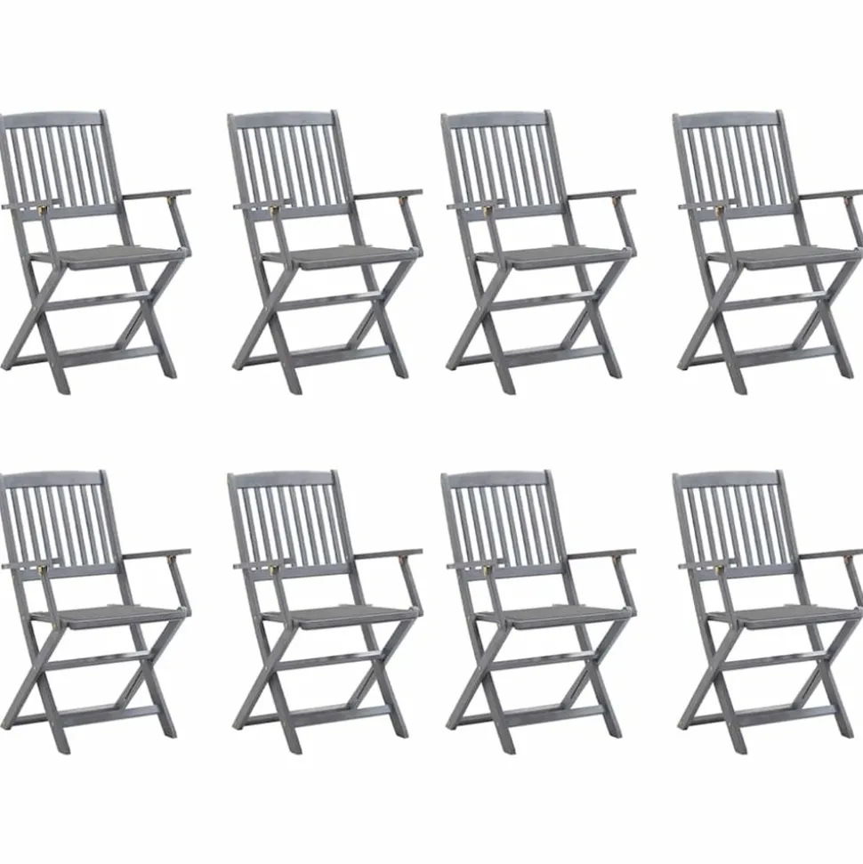 MAISON EXCLUSIVE - Chaises pliables d'extérieur lot de 8 et coussins bois d'acacia
