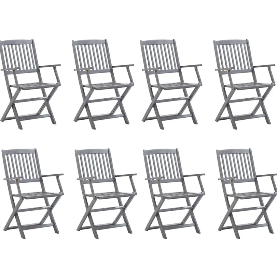 MAISON EXCLUSIVE - Chaises pliables d'extérieur lot de 8 et coussins bois d'acacia