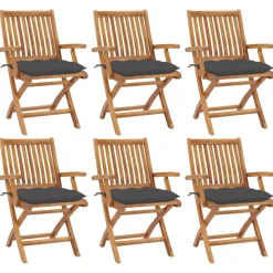 MAISON EXCLUSIVE - Chaises pliables de jardin avec coussins lot de 6 bois de teck