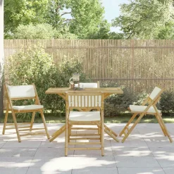 MAISON EXCLUSIVE - Chaises de bistro pliantes lot de 4 et coussins blanc crème