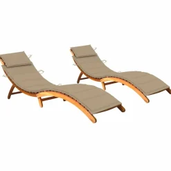 MAISON EXCLUSIVE - Chaises longues lot de 2 avec coussins bois d'acacia solide