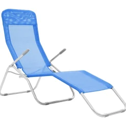 MAISON EXCLUSIVE - Chaises longues pliables lot de 2 textilène bleu