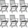 MAISON EXCLUSIVE - Chaises pliables d'extérieur lot de 6 et coussins bois d'acacia