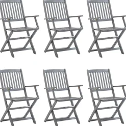 MAISON EXCLUSIVE - Chaises pliables d'extérieur lot de 6 et coussins bois d'acacia