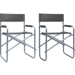 MAISON EXCLUSIVE - Chaises de metteur en scène lot de 2 acier gris