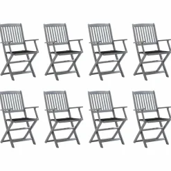 MAISON EXCLUSIVE - Chaises pliables d'extérieur lot de 8 et coussins bois d'acacia