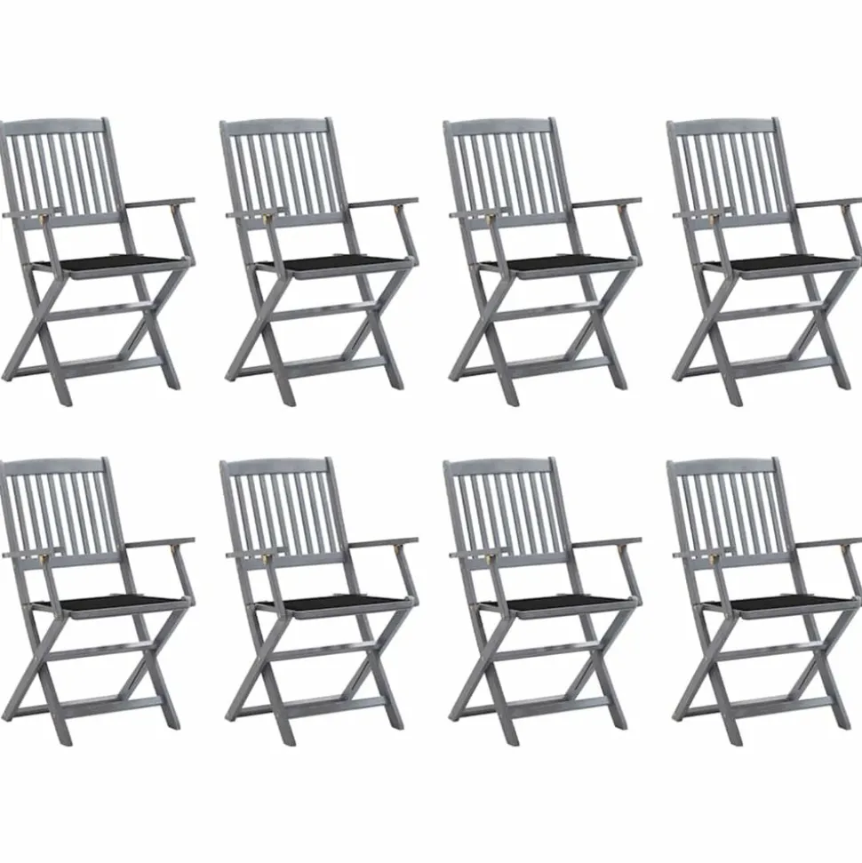 MAISON EXCLUSIVE - Chaises pliables d'extérieur lot de 8 et coussins bois d'acacia