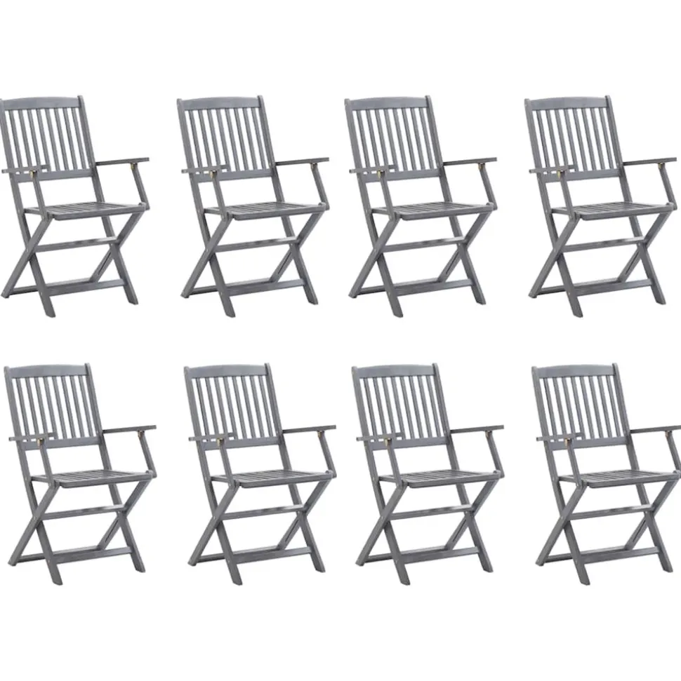 MAISON EXCLUSIVE - Chaises pliables d'extérieur lot de 8 et coussins bois d'acacia