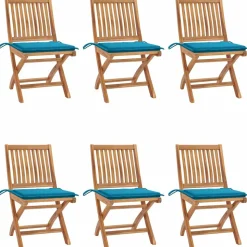MAISON EXCLUSIVE - Chaises pliables de jardin avec coussins lot de 6 bois de teck