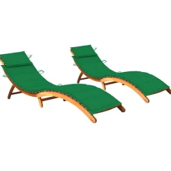 MAISON EXCLUSIVE - Chaises longues lot de 2 avec coussins bois d'acacia solide