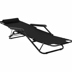 MAISON EXCLUSIVE - Chaises longues pliables 2 pcs avec repose-pied acier noir