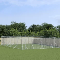 MAISON EXCLUSIVE - Chenil d'extérieur pour chiens argenté 8x12x2 m acier galvanisé