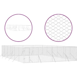 MAISON EXCLUSIVE - Chenil d'extérieur pour chiens argenté 8x12x2 m acier galvanisé