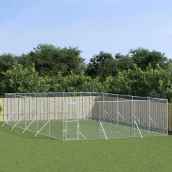 MAISON EXCLUSIVE - Chenil d'extérieur pour chiens argenté 6x10x2 m acier galvanisé