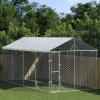 MAISON EXCLUSIVE - Chenil d'extérieur pour chiens avec toit argenté 3x6x2,5 m